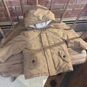 Old Navy baby jacket 12-18 months, khaki zip down w/ hood